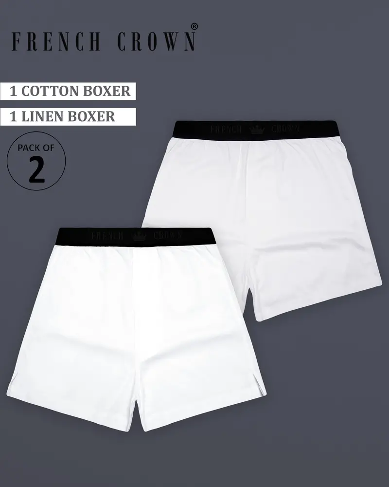 Whislyn-Bright White Luxurious Linen And Bright White Premium Cotton Elastane Stretch Super Soft Boxers 1