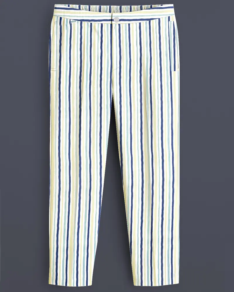 Whisora-Bright White And Astronaut Blue Striped Subtle Sheen Super Soft Premium Cotton Lounge Pant 1