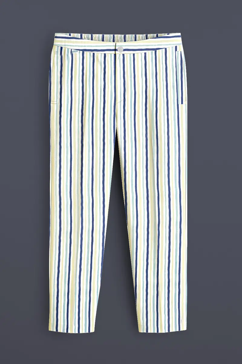 Whisora-Bright White And Astronaut Blue Striped Subtle Sheen Super Soft Premium Cotton Lounge Pant 2