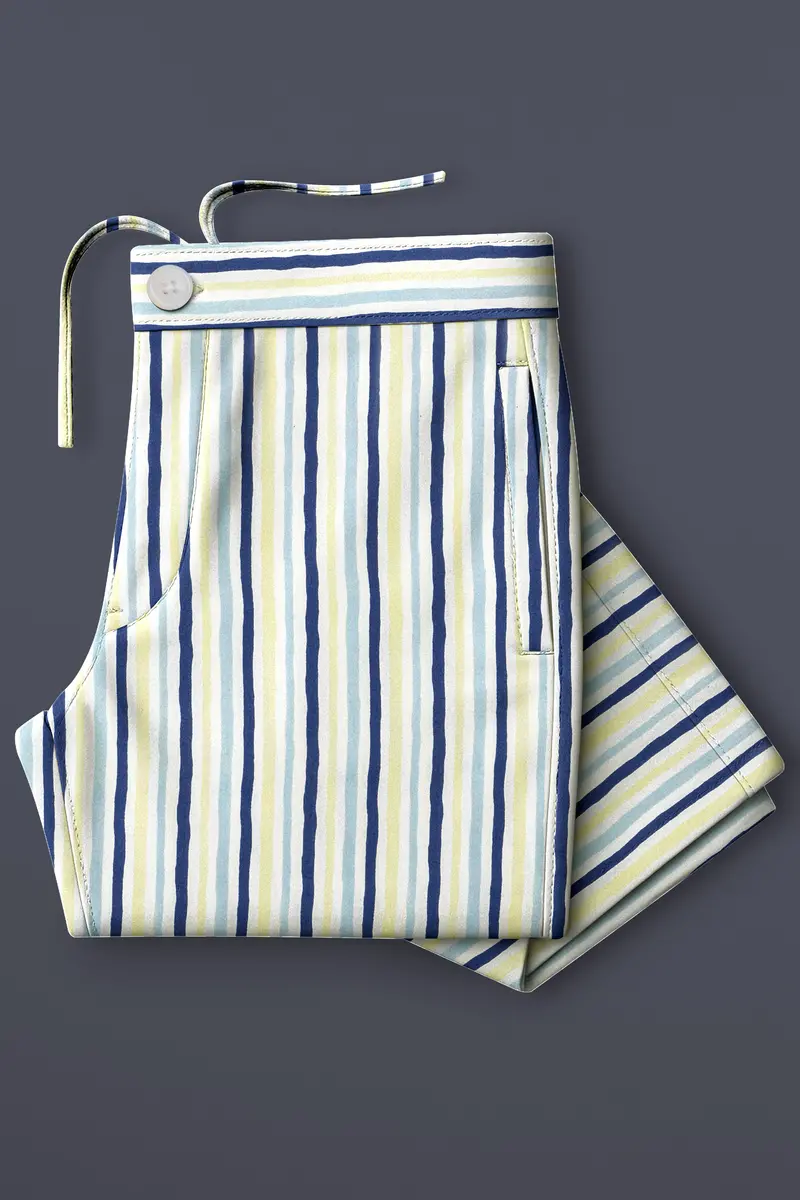 Whisora-Bright White And Astronaut Blue Striped Subtle Sheen Super Soft Premium Cotton Lounge Pant 3