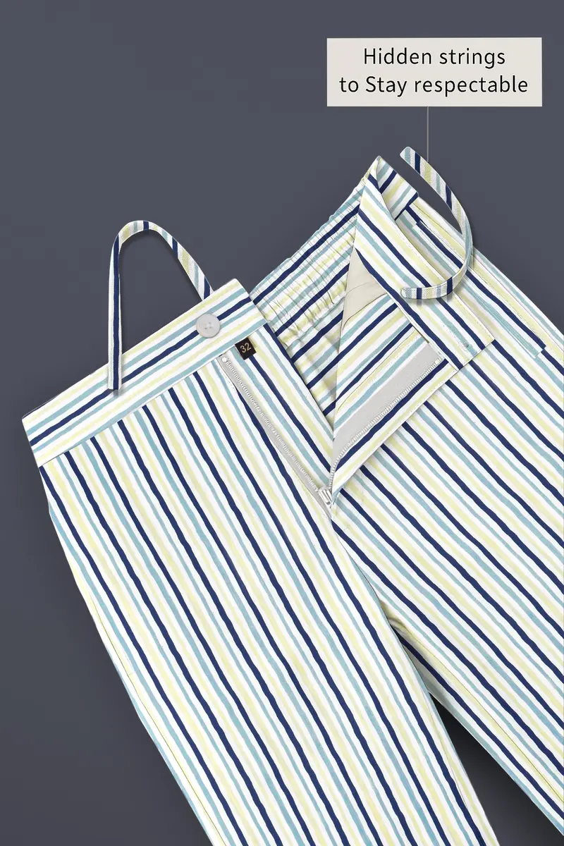 Whisora-Bright White And Astronaut Blue Striped Subtle Sheen Super Soft Premium Cotton Lounge Pant 5