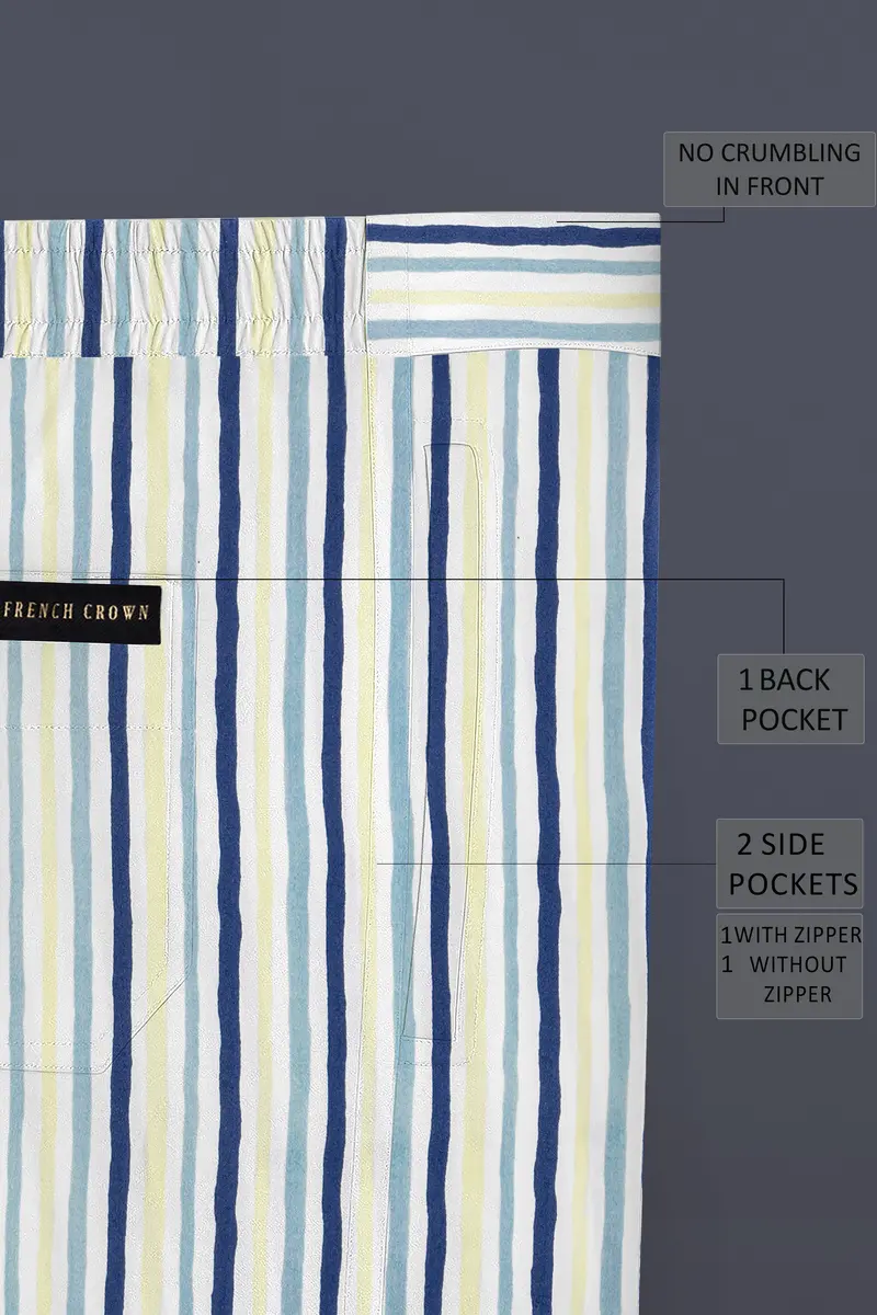 Whisora-Bright White And Astronaut Blue Striped Subtle Sheen Super Soft Premium Cotton Lounge Pant 6