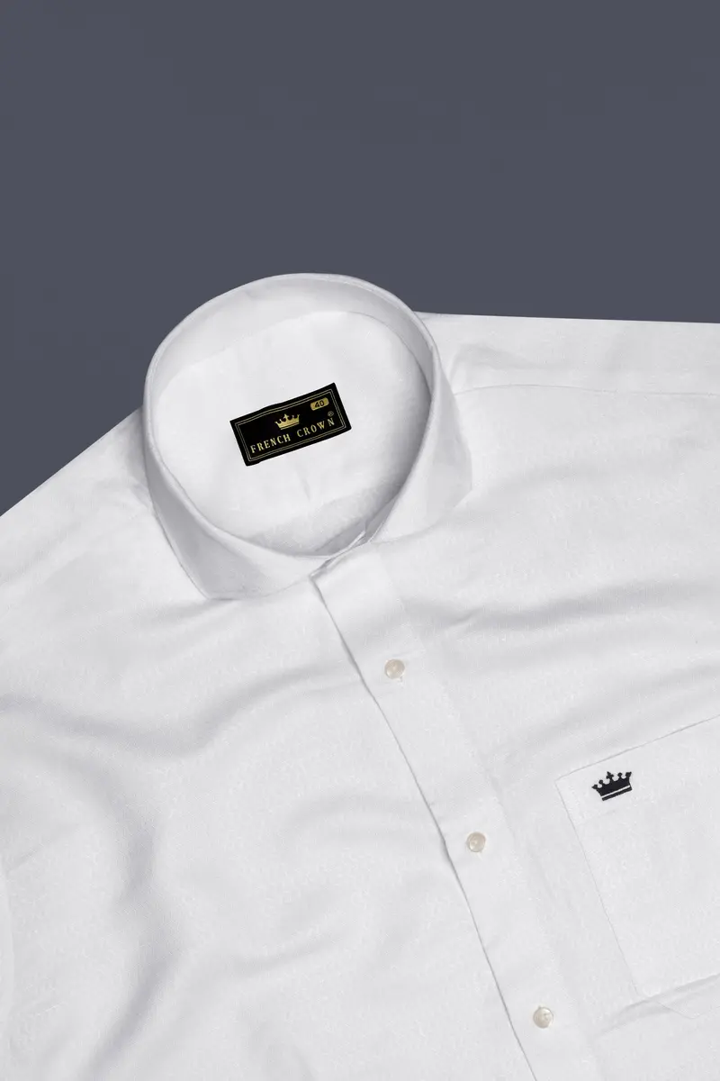 Whispin-Bright White Textured Luxurious Linen Dress Shirt 5