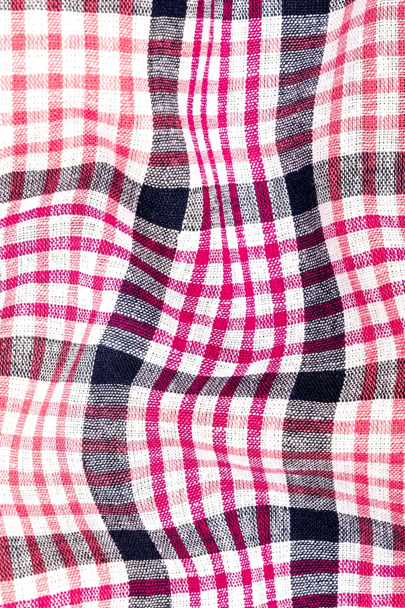 White And Bittersweet Peach Multicolour Plaid Luxurious Linen Shirt 2