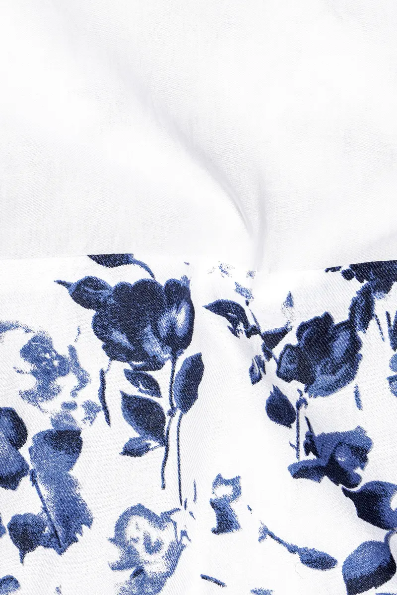 White And Cloud Burst Leaves Printed Premium Cotton Shirt 3