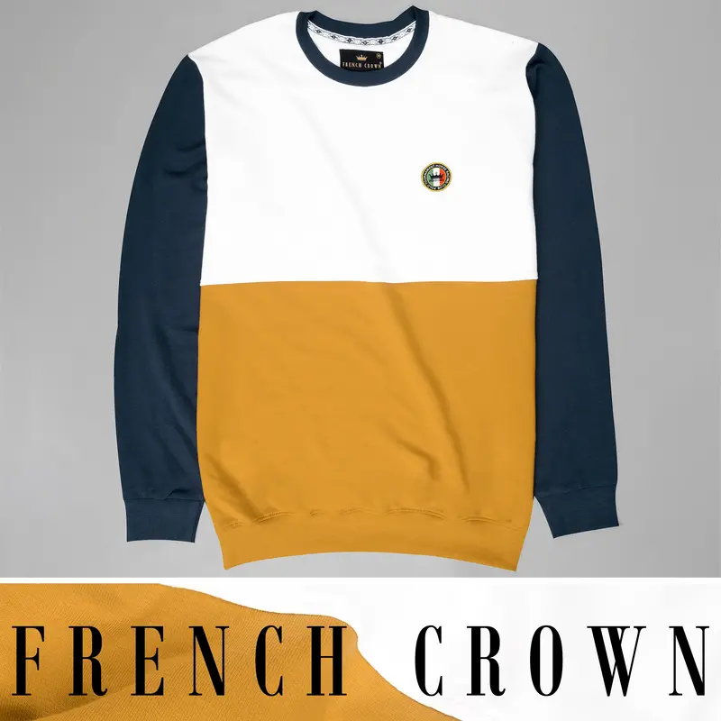 White And Fire Bush Yellow Colourblock Sweatshirt 1