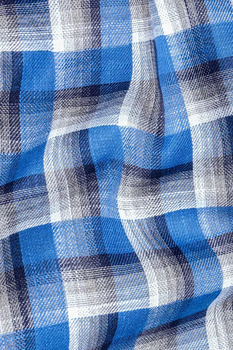 White And Venice Blue Twill Textured Premium Cotton Shirt 2
