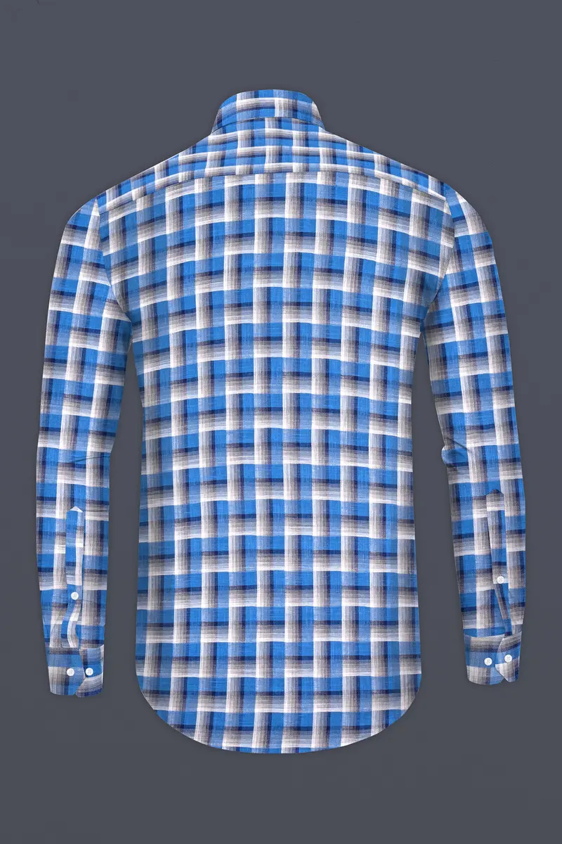White And Venice Blue Twill Textured Premium Cotton Shirt 5