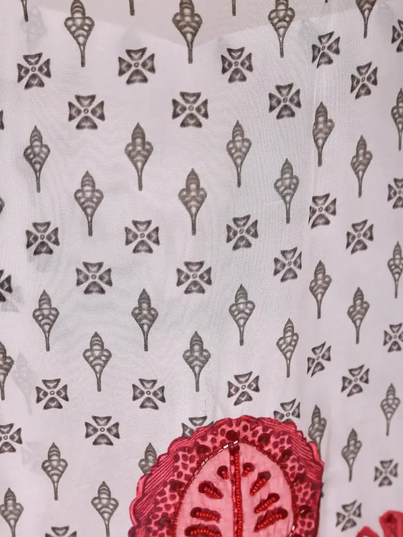 White Floral Design Synthetic Salwar Suit 7