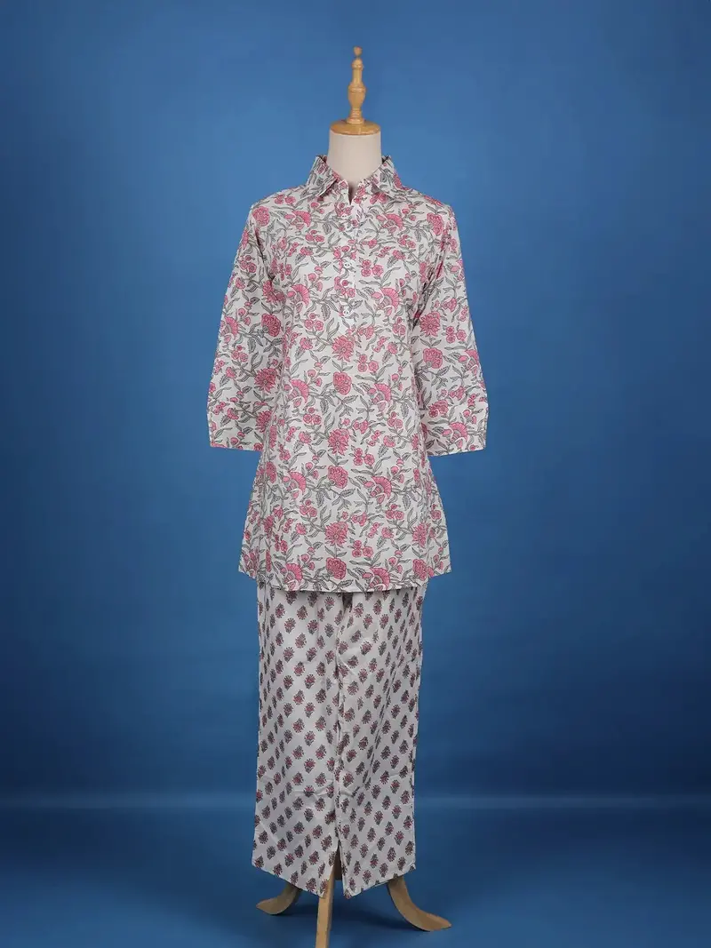 White Floral Designed Cotton Salwar Suit 1