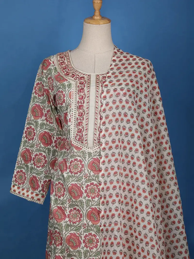 White Floral Designed Cotton Salwar Suit 2