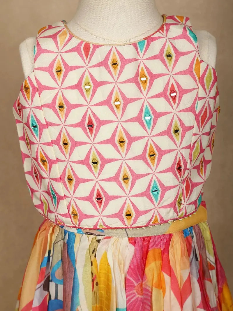 White Floral Designed Semi Silk Lehenga 8