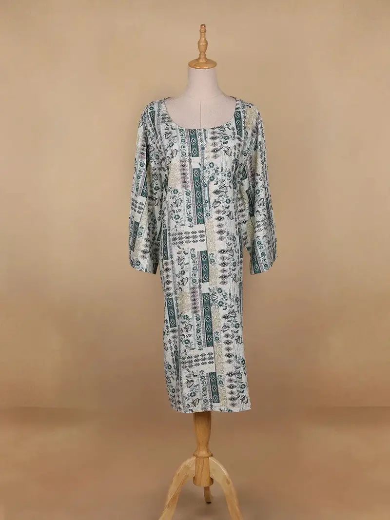 White Floral Printed Cotton Kurti 1