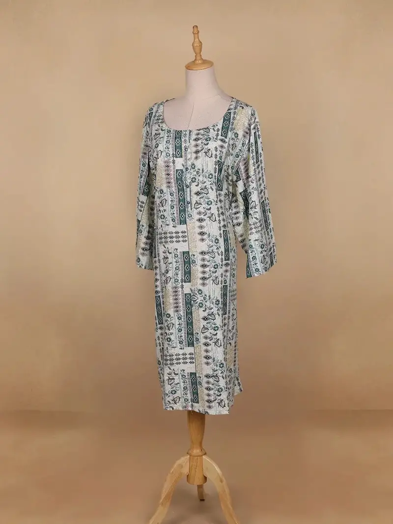 White Floral Printed Cotton Kurti 3