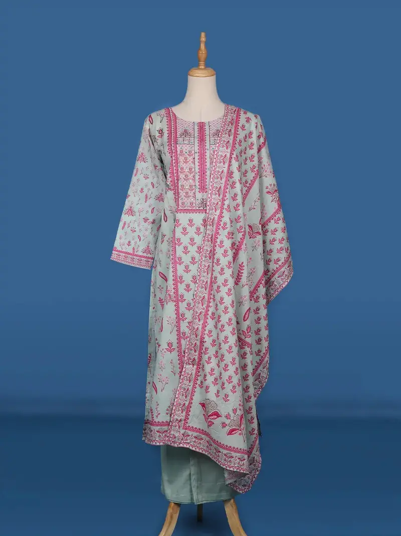 White Floral Printed Cotton Salwar Suit 1