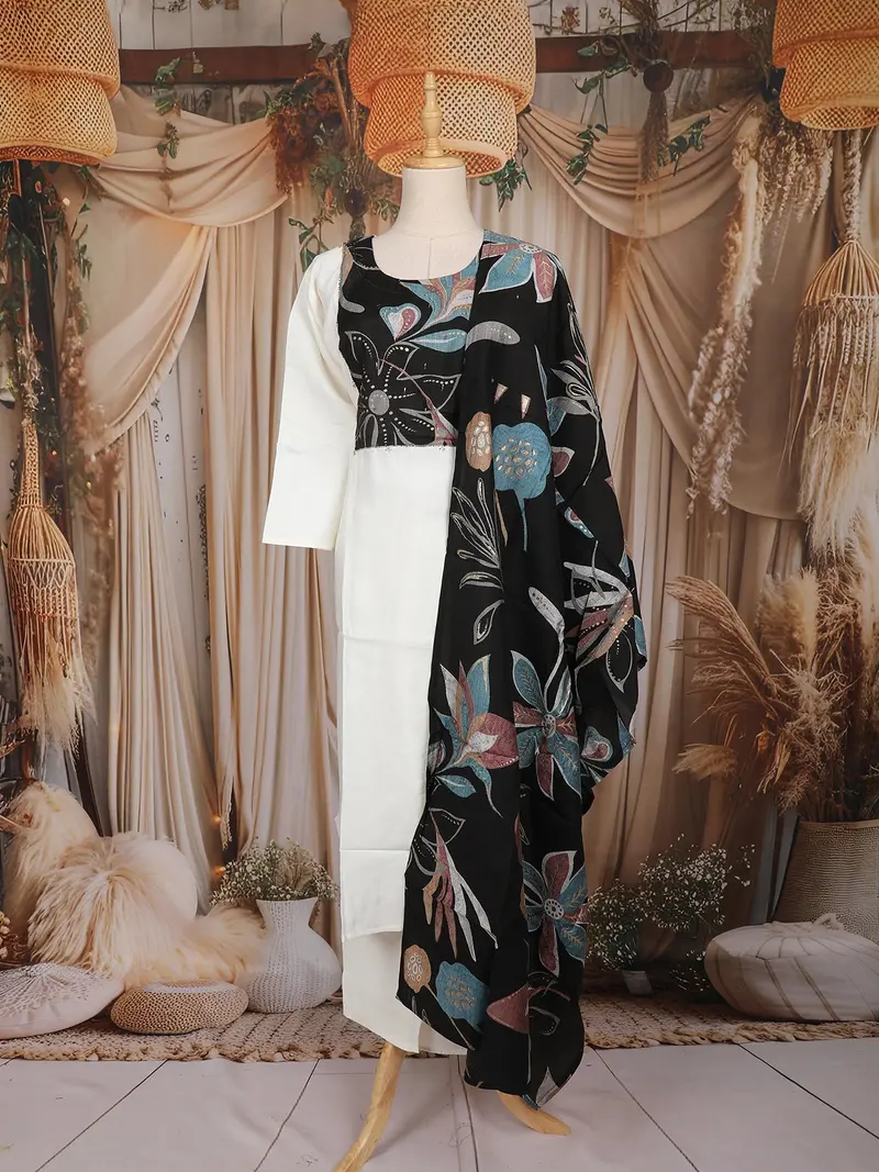 White Floral Woven Design Cotton Straight Cut Salwar Suit With Dupatta 1