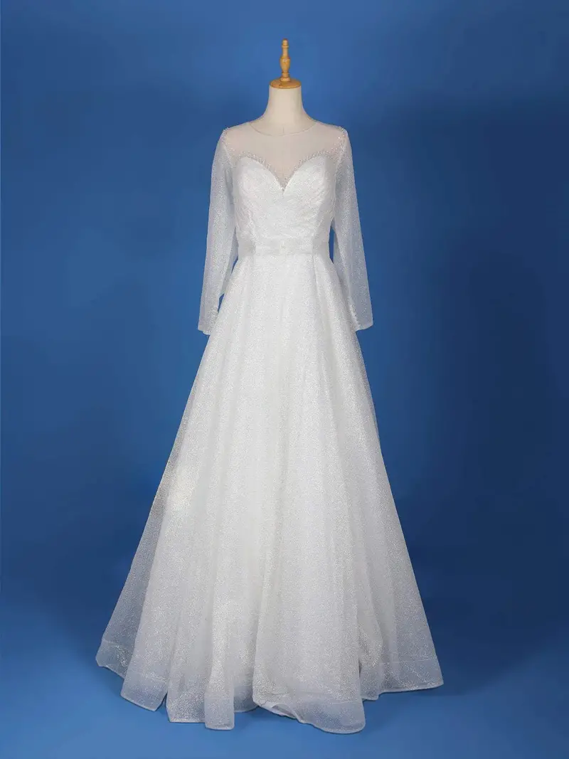 White Net Glitter Wedding Gown 1