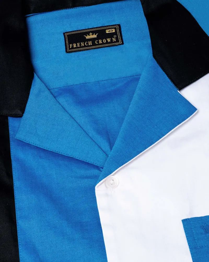 White Pointer With Endeavor Blue And Woodsmoke Black Designer Shirt 3