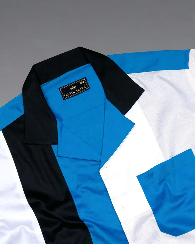 White Pointer With Endeavor Blue And Woodsmoke Black Designer Shirt 5