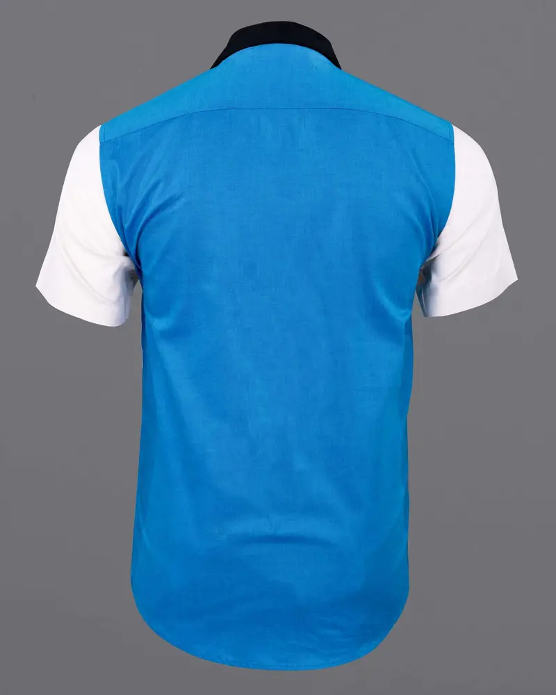 White Pointer With Endeavor Blue And Woodsmoke Black Designer Shirt 6