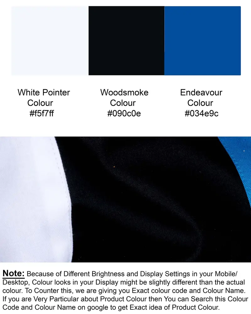 White Pointer With Endeavor Blue And Woodsmoke Black Designer Shirt 8
