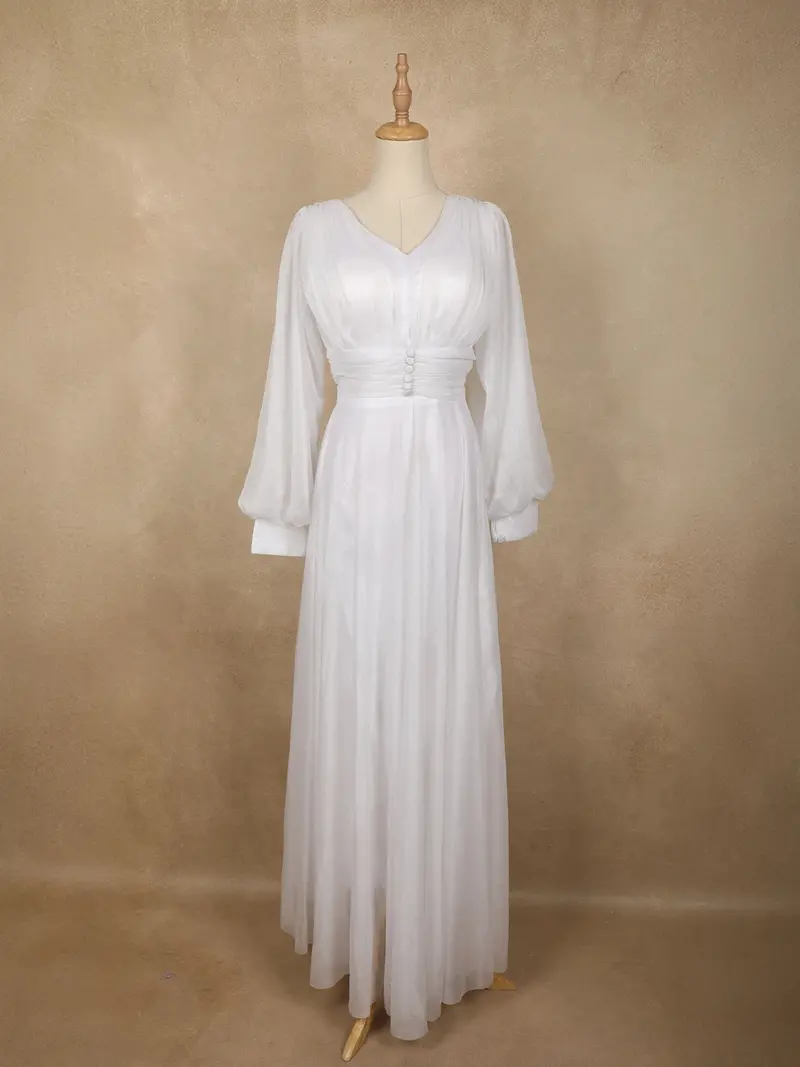 White Shimmer Solid And Glitter Design Party Wear Gown With Empire Waist 1
