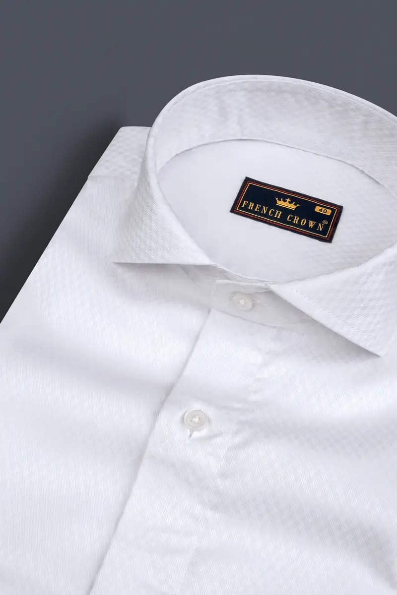 White Smoke Subtle Rhombus Printed Premium Cotton Shirt 1