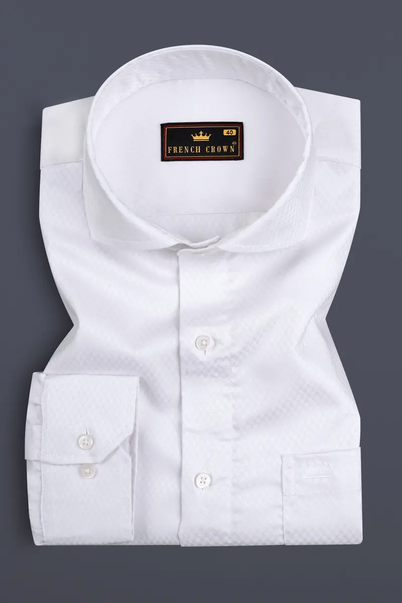 White Smoke Subtle Rhombus Printed Premium Cotton Shirt 3