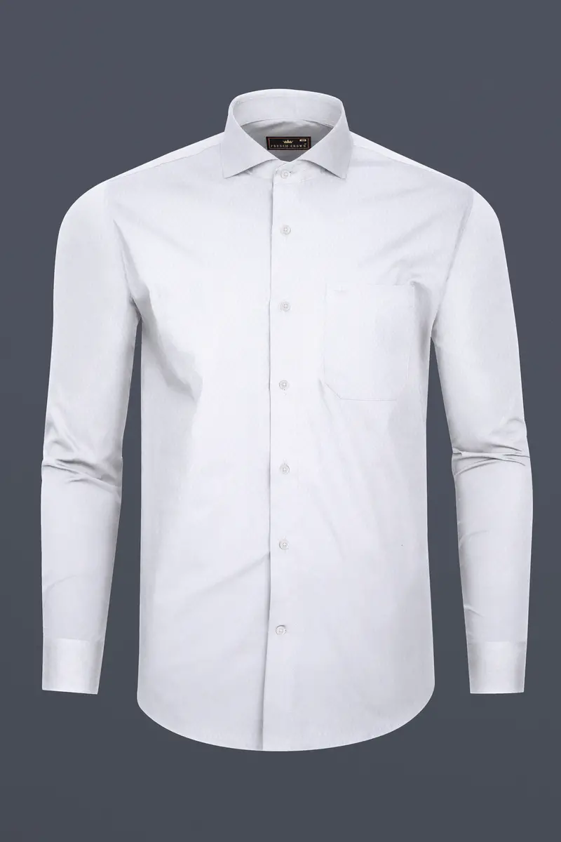 White Smoke Subtle Rhombus Printed Premium Cotton Shirt 4