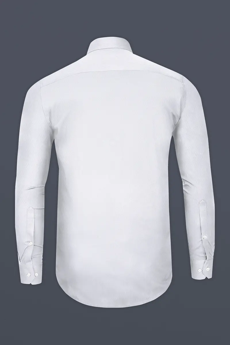 White Smoke Subtle Rhombus Printed Premium Cotton Shirt 5