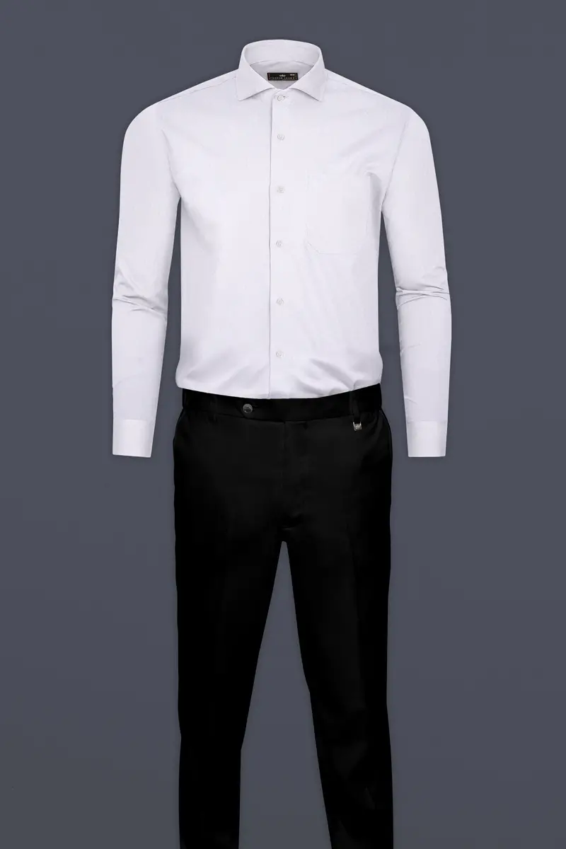 White Smoke Subtle Rhombus Printed Premium Cotton Shirt 6