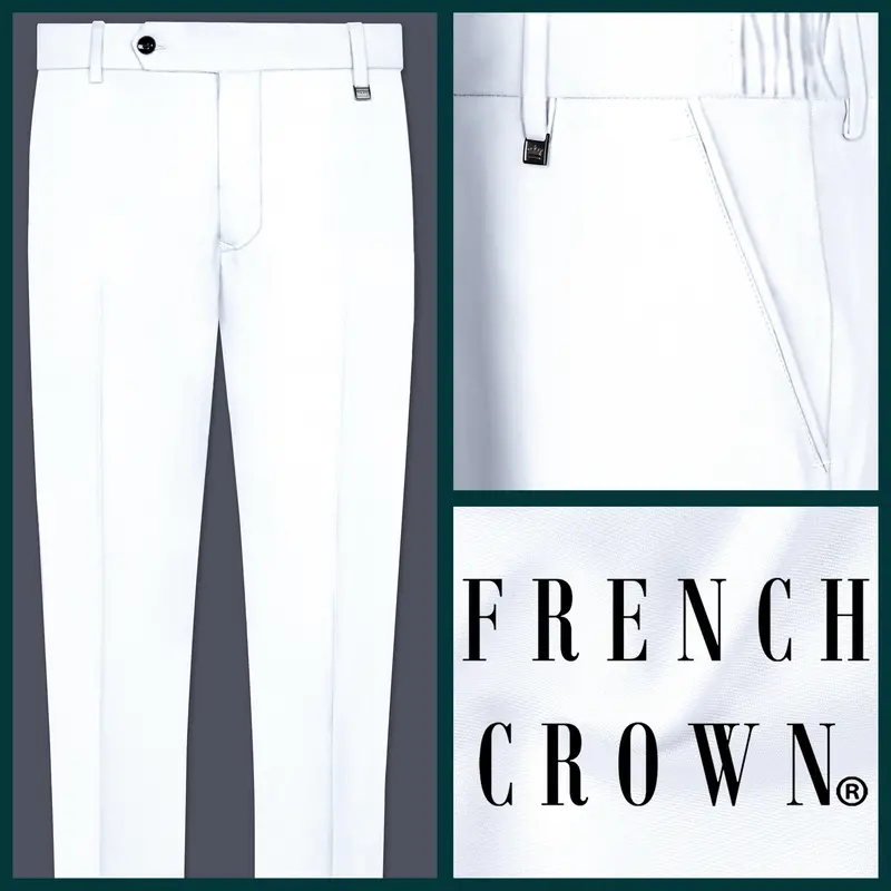 White Stretchable Subtle Sheen Formal Pant 1