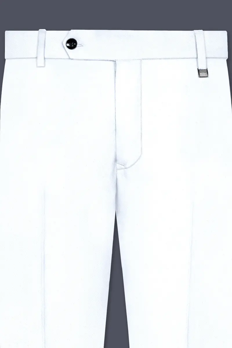 White Stretchable Subtle Sheen Formal Pant 4