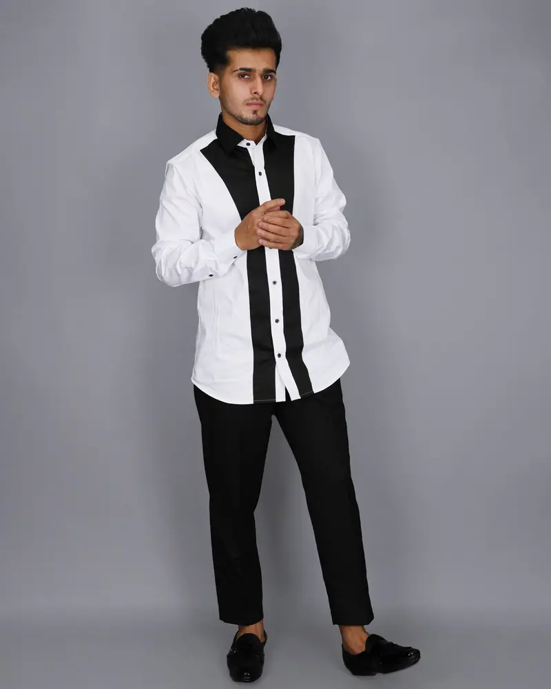 White Subtle Sheen Placket Patterned Super Soft Giza Cotton Shirt 6