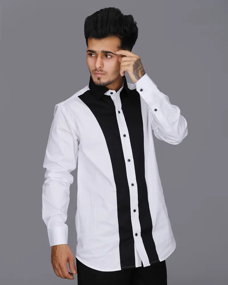 White Subtle Sheen Placket Patterned Super Soft Giza Cotton Shirt 7