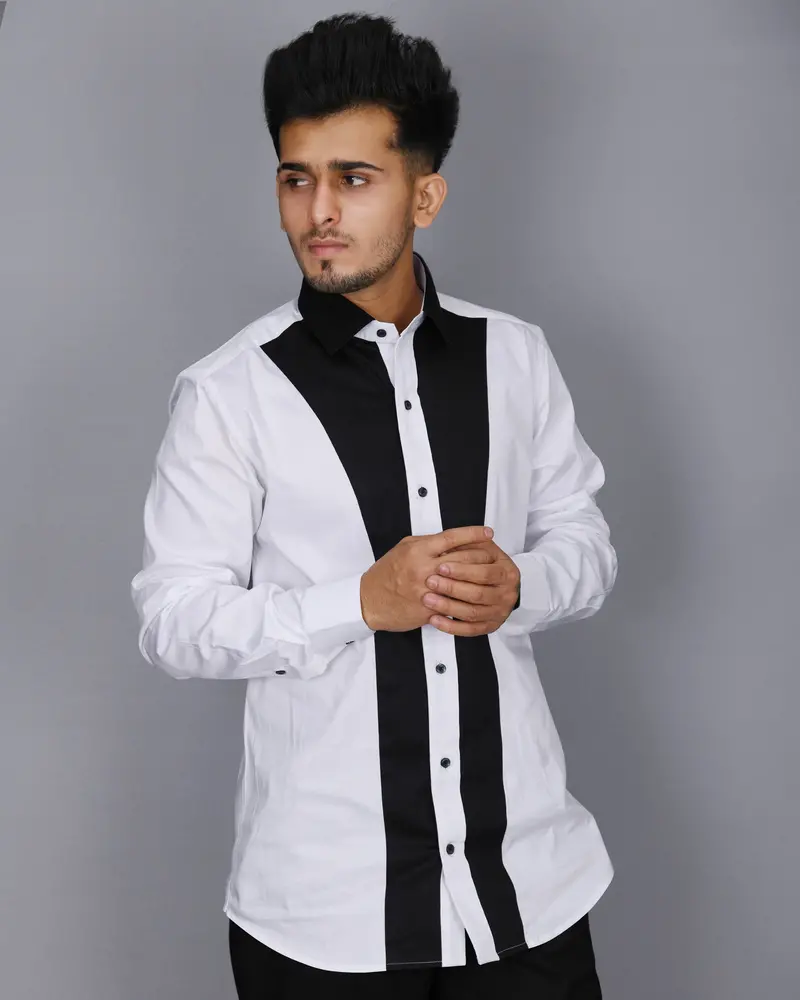 White Subtle Sheen Placket Patterned Super Soft Giza Cotton Shirt 9