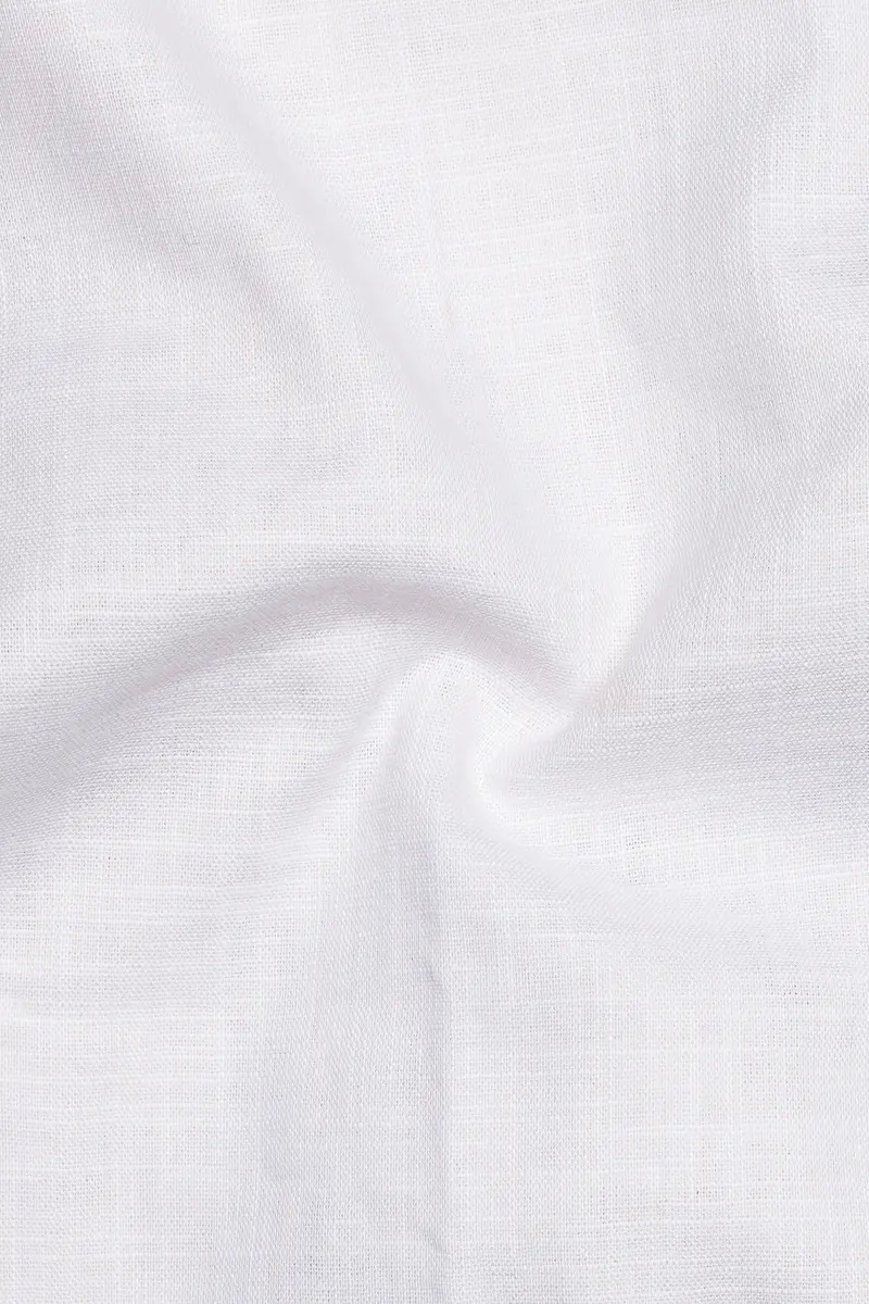 White With Lilac Cuff-Collar Luxurious Linen Kurta Shirt 3