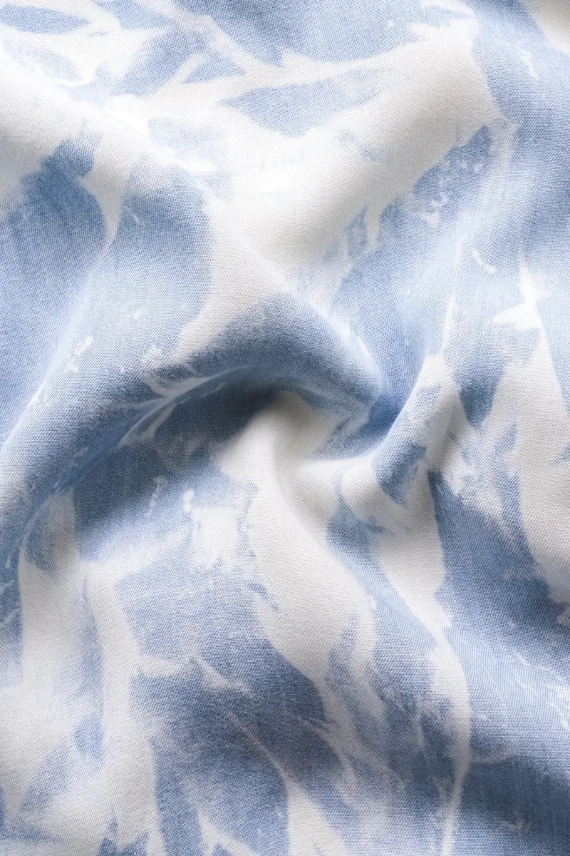 Wild Blue And Bright White Tie Dye Printed Super Soft Denim Premium Tencel Shirt 3