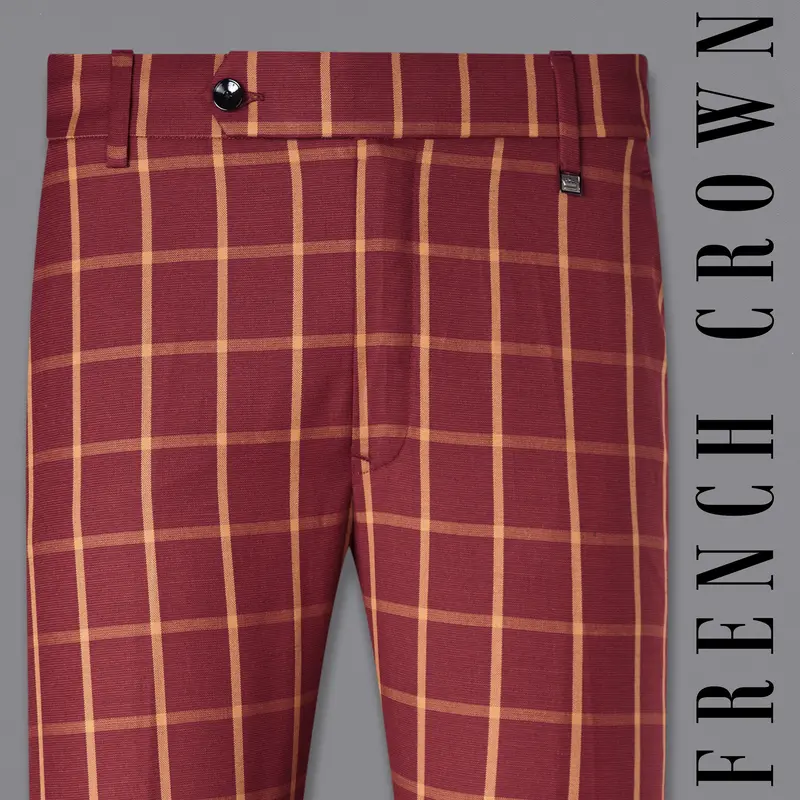 Wine And Chestnut Brown Plaid Pant 1
