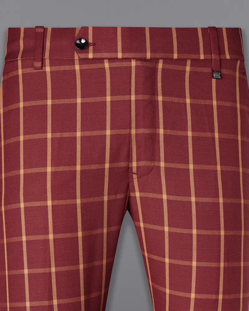 Wine And Chestnut Brown Plaid Pant 2