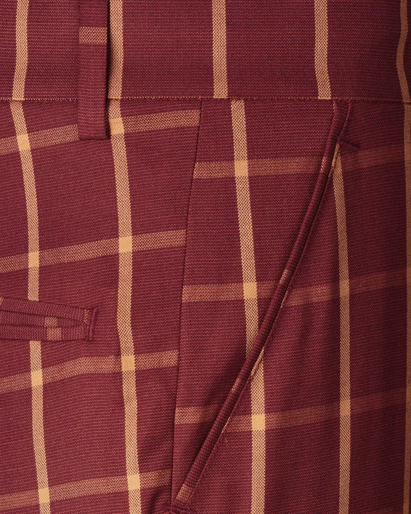 Wine And Chestnut Brown Plaid Pant 5