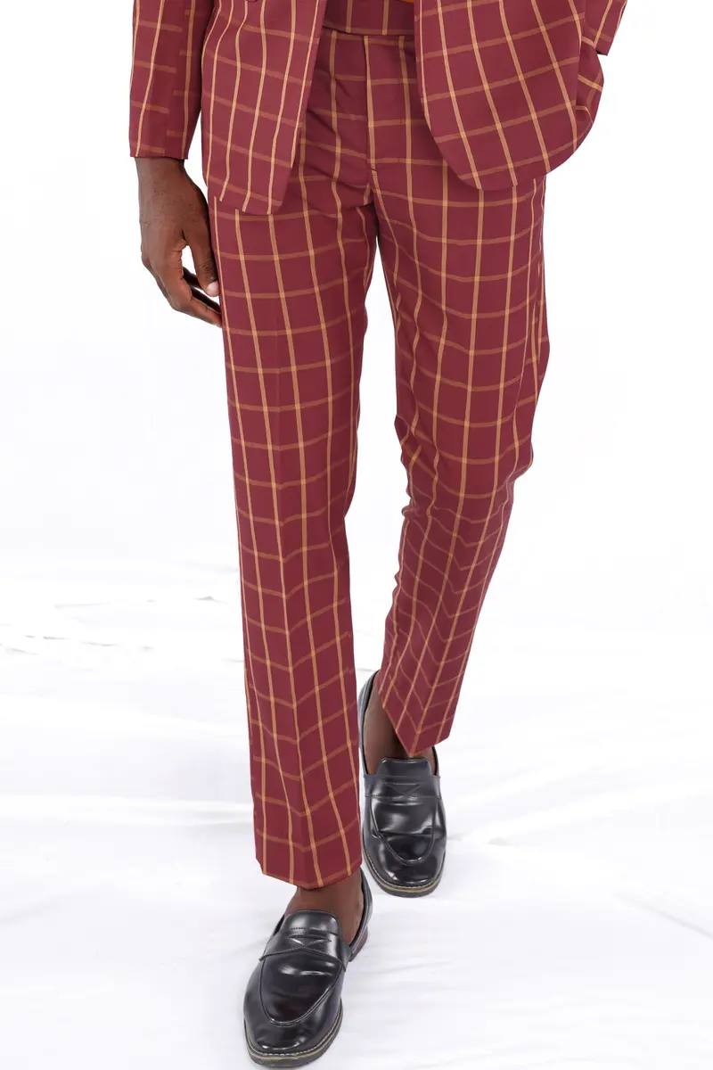 Wine And Chestnut Brown Plaid Pant 6