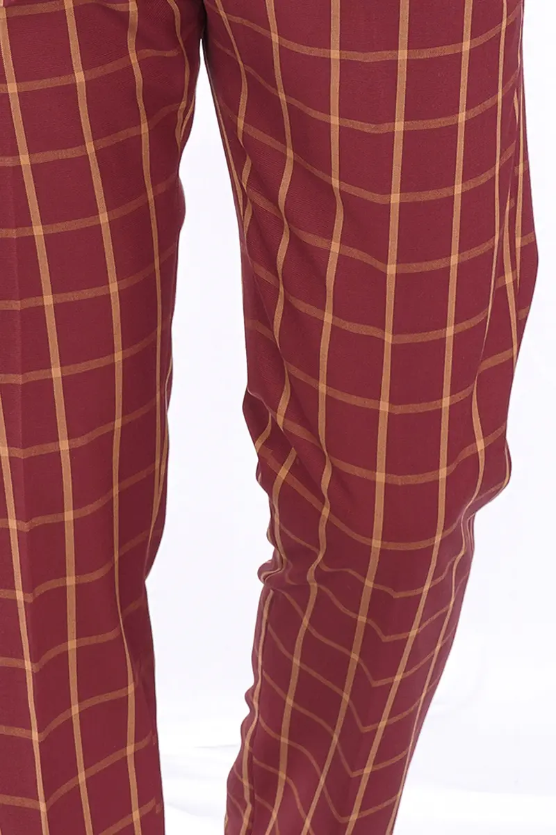 Wine And Chestnut Brown Plaid Pant 7