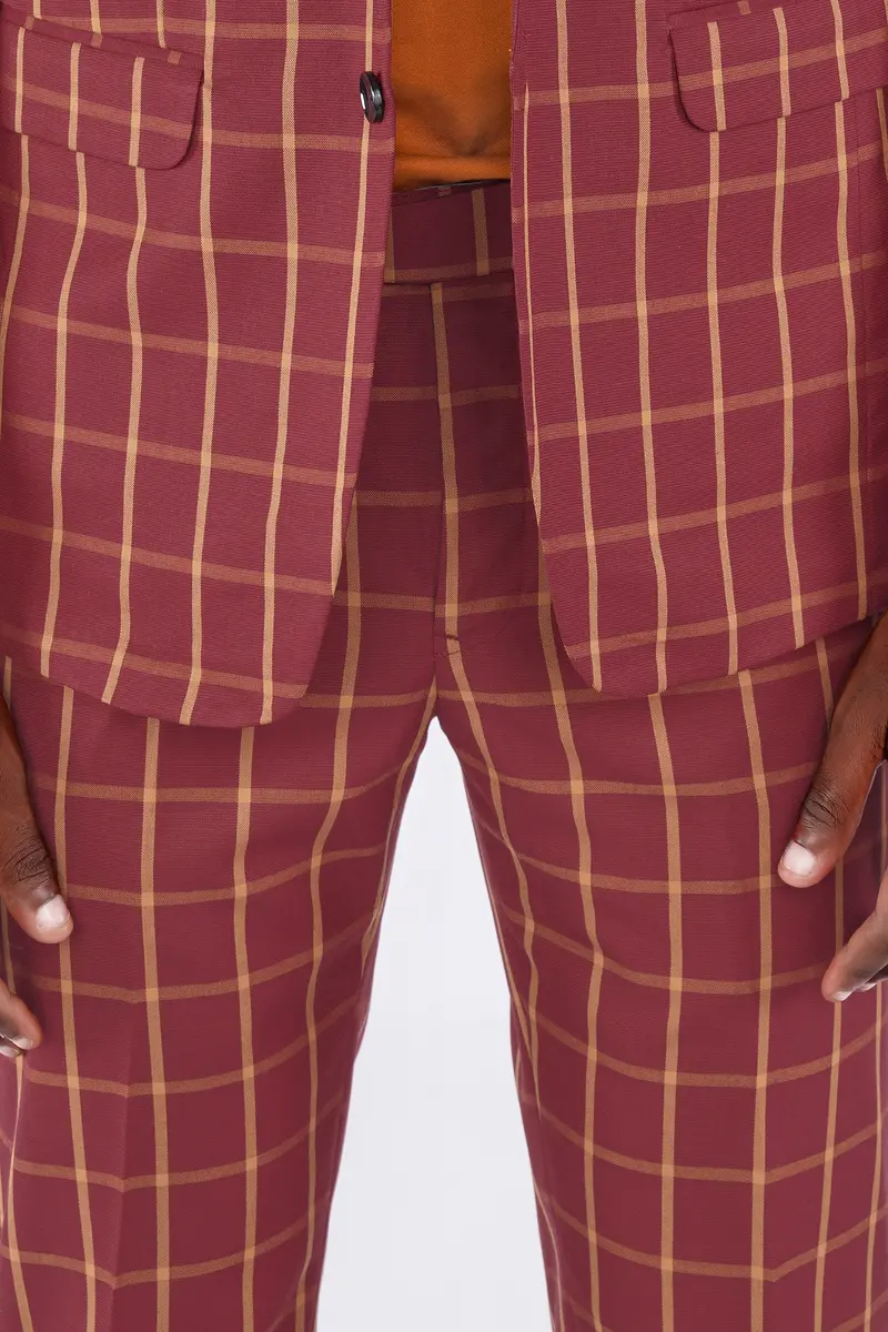 Wine And Chestnut Brown Plaid Pant 8