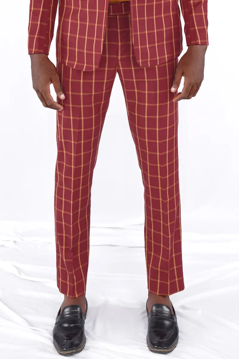 Wine And Chestnut Brown Plaid Pant 9