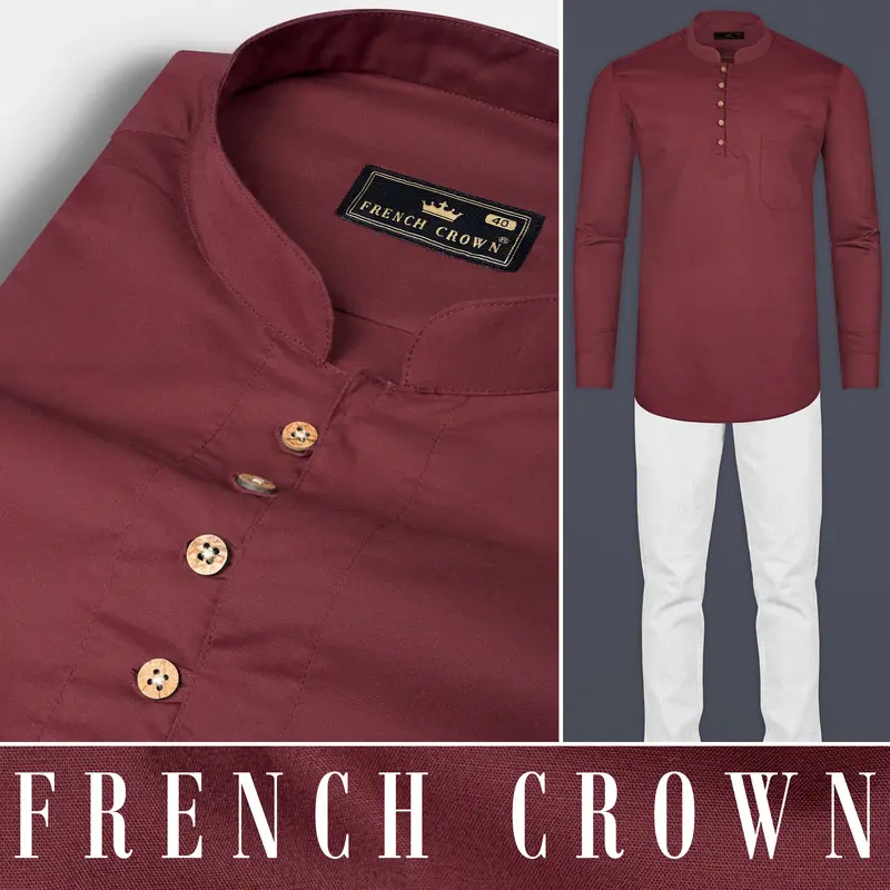Wine Berry Brown Super Soft Premium Cotton Kurta Shirt 10