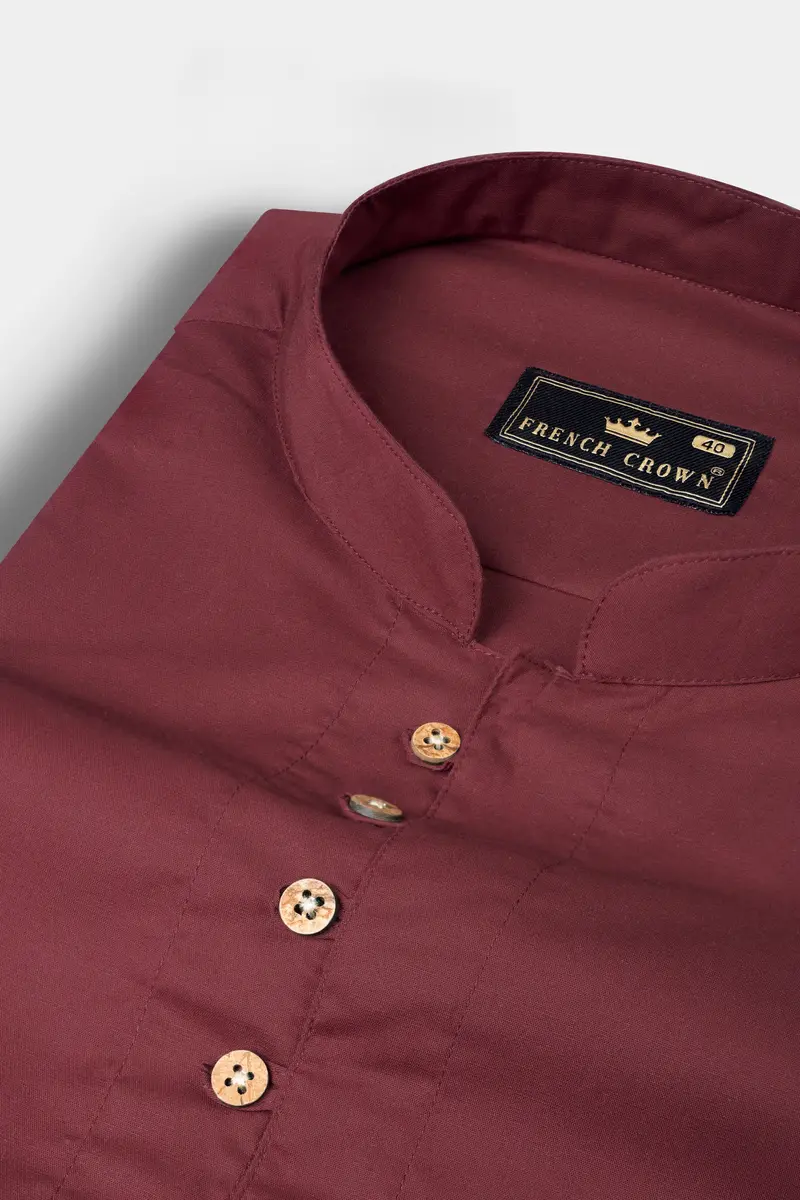 Wine Berry Brown Super Soft Premium Cotton Kurta Shirt 4