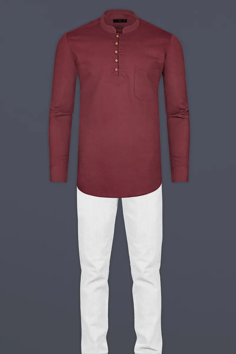 Wine Berry Brown Super Soft Premium Cotton Kurta Shirt 7