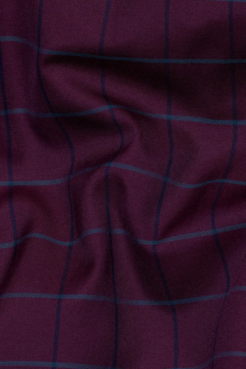 Wine Berry Checkered Premium Cotton Shirt 2