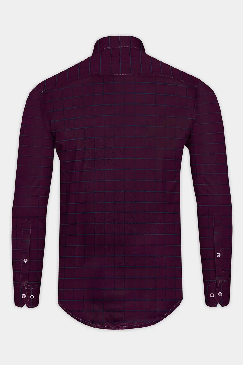 Wine Berry Checkered Premium Cotton Shirt 5